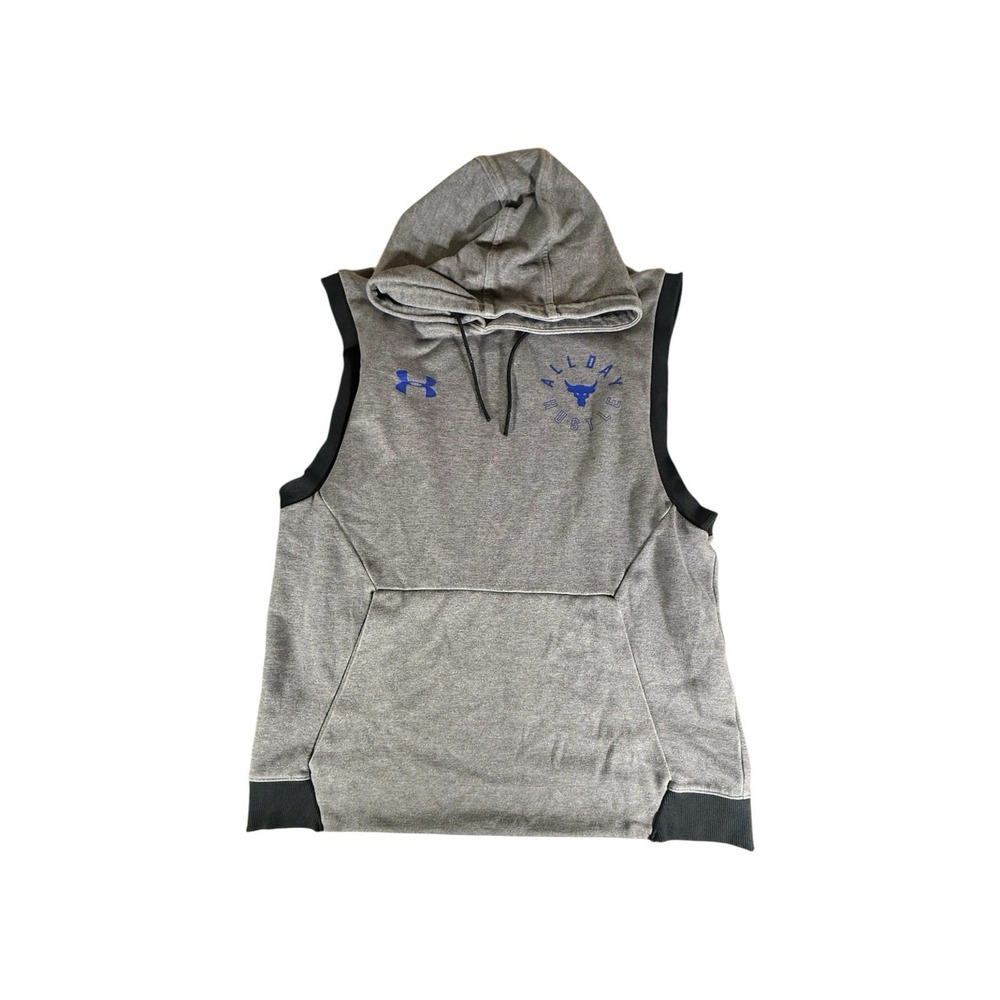 Under Armour Project Rock Sleeveless Hoodie Adult Large Gray All Day Hustle Mens